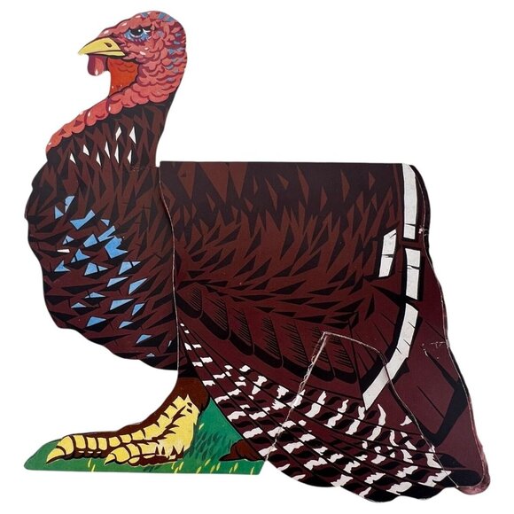 VTG Thanksgiving Table Fold Out Turkey Decoration 13" Honeycomb Display Die Cut - Picture 7 of 9